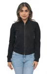 Infinity Leather Womens Ma-1 Suede Bomber Jacket-arnhem In Black