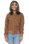 Infinity Leather Womens Ma-1 Suede Bomber Jacket-arnhem In Multi