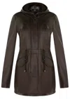 Infinity Leather Womens Mid Length Hooded Parka Jacket-oakengates In Brown