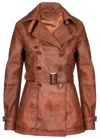 Infinity Leather Womens Mid Length Leather Trench Coat -oakham In Multi