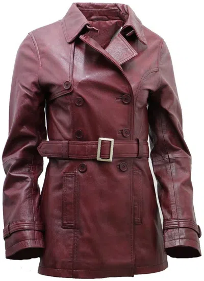 Infinity Leather Womens Mid Length Leather Trench Coat -oakham In Brown