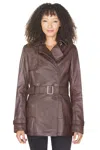 Infinity Leather Womens Nappa Leather Trench Coat-mosul In Brown