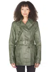 Infinity Leather Womens Nappa Leather Trench Coat-mosul In Green