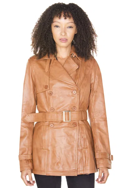 Infinity Leather Womens Nappa Leather Trench Coat-mosul In Multi