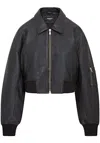 Infinity Leather Womens Oversized Leather Ma-1 Bomber Jacket - Bozeman In Black