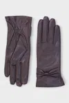 Infinity Leather Womens Purple Italian Leather Soft Wool Lining Winter Bow Design Driving Gloves In Purple