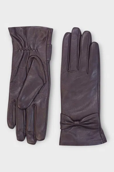 Infinity Leather Womens Purple Italian Leather Soft Wool Lining Winter Bow Design Driving Gloves In Multi