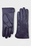 Infinity Leather Womens Purple Italian Leather Soft Wool Lining Winter Stitch Line Design Driving Gloves In Blue
