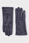 Infinity Leather Womens Purple Italian Leather Soft Wool Lining Winter Studded Design Driving Gloves In Blue