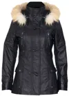 Infinity Leather Womens Quilted Leather Hooded Parka Jacket-northampton In Black