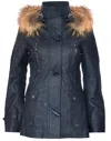 Infinity Leather Womens Quilted Leather Hooded Parka Jacket-northampton In Blue