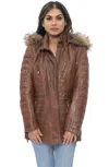 Infinity Leather Womens Quilted Leather Parka Jacket-curitiba In Multi