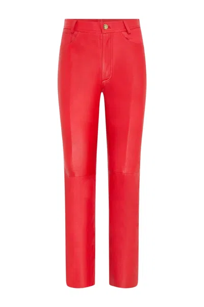 Infinity Leather Womens Red Lamb Leather 501 Biker Jeans - Ankara