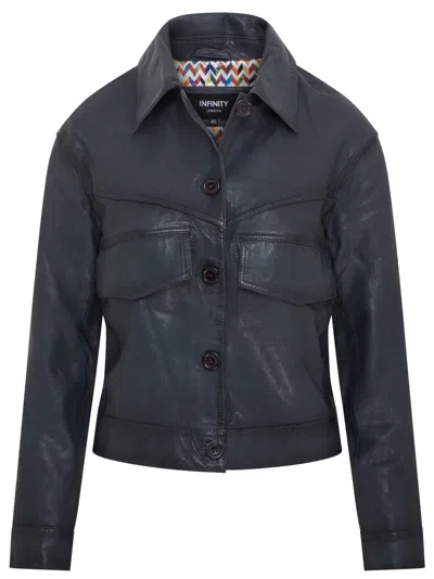 Infinity Leather Womens Retro Biker Leather Jacket - Kopervik In Blue
