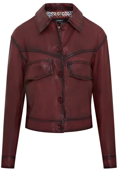 Infinity Leather Womens Retro Biker Leather Jacket - Kopervik In Red
