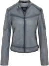 Infinity Leather Womens Retro Quilted Leather Biker Jacket - Horten In Grey