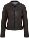 Infinity Leather Womens Retro Quilted Leather Biker Jacket - Horten In Multi