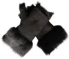 Infinity Leather Womens Shearling Mittens Fingerless Cuffs Toscana Suede Sheepskin Fur In Black