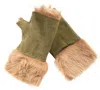 Infinity Leather Womens Shearling Mittens Fingerless Cuffs Toscana Suede Sheepskin Fur In Green