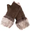 Infinity Leather Womens Shearling Mittens Fingerless Cuffs Toscana Suede Sheepskin Fur In Multi