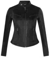 Infinity Leather Womens Slim-fit Leather Biker Jacket-maldon In Black