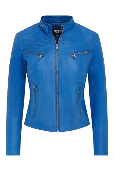 INFINITY LEATHER WOMENS SLIM-FIT LEATHER BIKER JACKET-MALDON