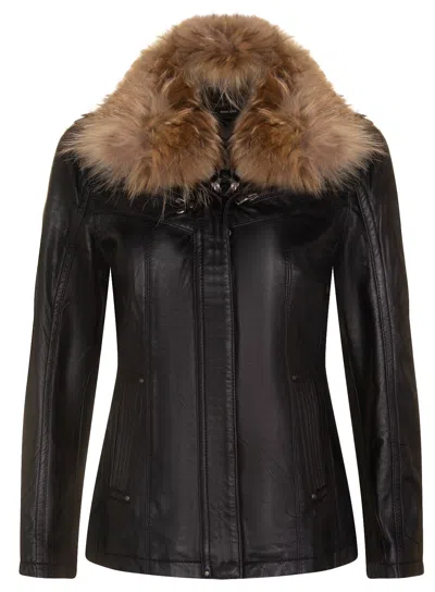 Infinity Leather Womens Slim Fit Leather Parker Jacket-millom In Black