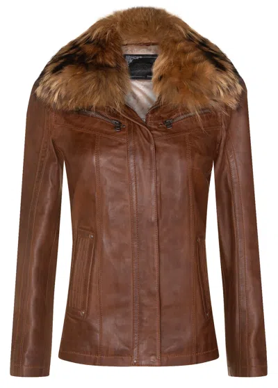Infinity Leather Womens Slim Fit Leather Parker Jacket-millom In Brown