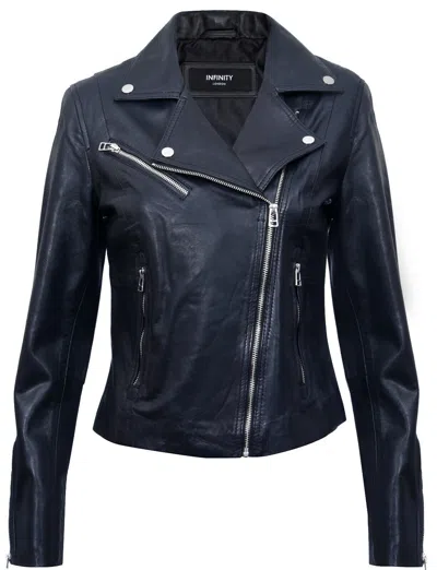 Infinity Leather Womens Smart Leather Biker Jacket-matlock In Blue