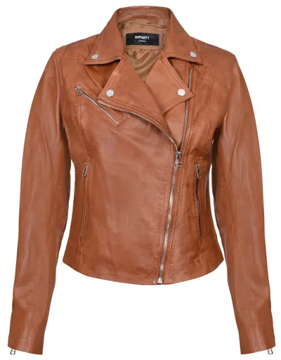 Infinity Leather Womens Smart Leather Biker Jacket-matlock In Brown