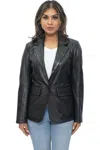 Infinity Leather Womens Soft Leather Blazer Jacket-apeldoorn In Black