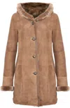 Infinity Leather Womens Suede Merino Sheepskin Parka Coat-richmond In Brown