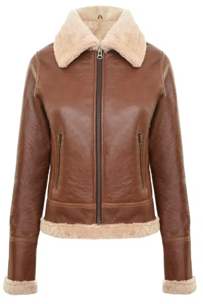Infinity Leather Womens Tan B3 Sheepskin Flying Jacket-kano In Brown