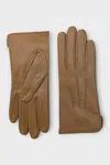 Infinity Leather Womens Tan Brown Italian Leather Soft Wool Lining Winter Stitch Line Design Driving Gloves In Brown