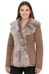 Infinity Leather Womens Taupe Sheepskin Toscana Merino Shearling Suede Leather Jacket-siena In Multi