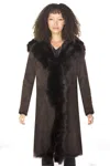 Infinity Leather Womens Toscana Sheepskin Suede Trench Coat-rochester In Black