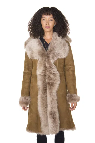 Infinity Leather Womens Toscana Sheepskin Suede Trench Coat-rochester In Brown