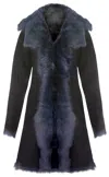 Infinity Leather Womens Toscana Sheepskin Suede Trench Coat-rochester In Blue