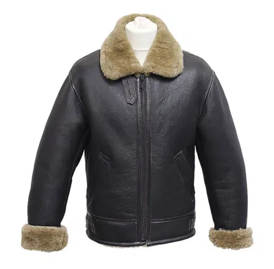Pre-owned Infinity Men's Aviator B3 Cream & Ginger Real Shearling Sheepskin Bomber Flying Jacket