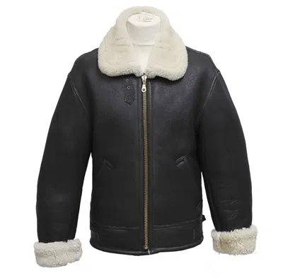 Pre-owned Infinity Men's Aviator B3 Cream Real Shearling Sheepskin Leather Bomber Flying Jacket In Ivory