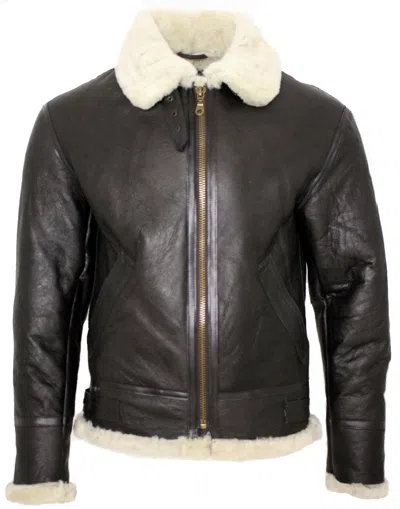 Pre-owned Infinity Men's Cream B3 Shearling Sheepskin World War 2 Bomber Flying Aviator Jacket In Ivory