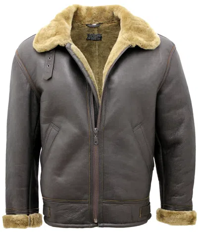 Pre-owned Infinity Men's Ginger B3 Shearling Sheepskin World War 2 Bomber Leather Flying Jacket In Brown/ginger