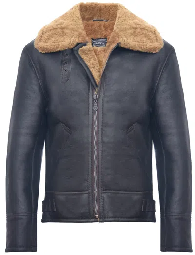 Pre-owned Infinity Mens Sheepskin Jacket B3 Flying Leather Classic Raf Aviator Pilot Brown Ginger