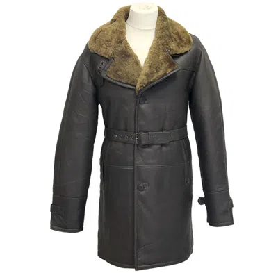 Pre-owned Infinity Roy Brown Ginger Mens Smart Winter Real Sheepskin Leather Duffel Shearling Coat In Brown With Ginger Wool