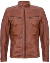 Infinty Leather Mens Leather Jacket Vintage Quilted Retro Racing Zipped Biker - San Marino In Multi