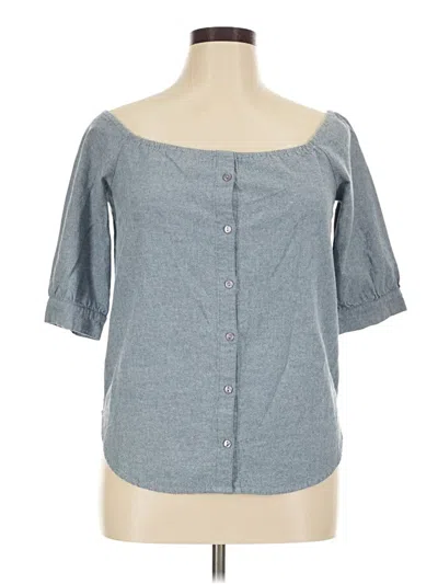 Pre-owned Influence 3/4 Sleeve Button Down Shirt In Blue
