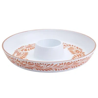 Infuse 16" Melamine Chip And Dip Platter, Lebrillo In White,orange