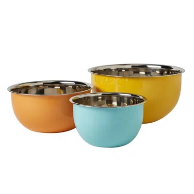Infuse 3 Piece Stainless Steel Mixing Bowl Set (set Of 3) In Blue;yellow;orange