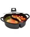 Infuse 4.4-qt. 2-section Nonstick Aluminum Covered Hot Pot In Black
