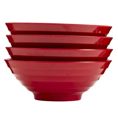 Infuse 4-piece Melamine Nesting Ramen Bowl Set In Red